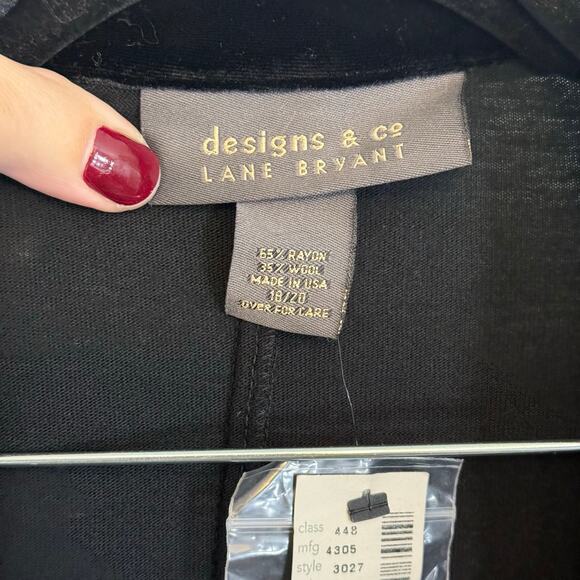 Designs & Co Lane Bryant Coat 18/20 Black Wool Velour Collar 3-Buttoned NWT USA - Picture 7 of 9